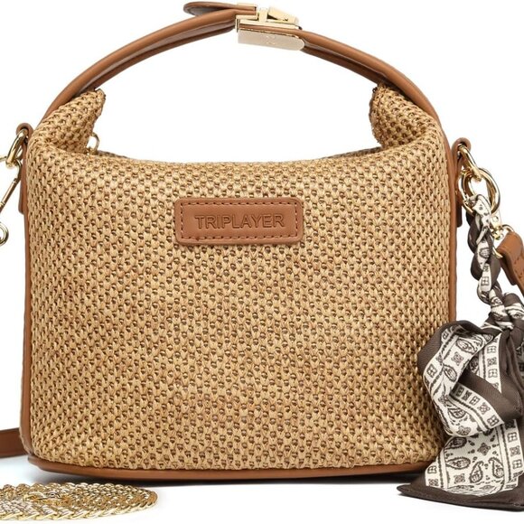 Straw Crossbody Bag Woven Design for Travel Beach Summer Purse - Picture 1 of 6